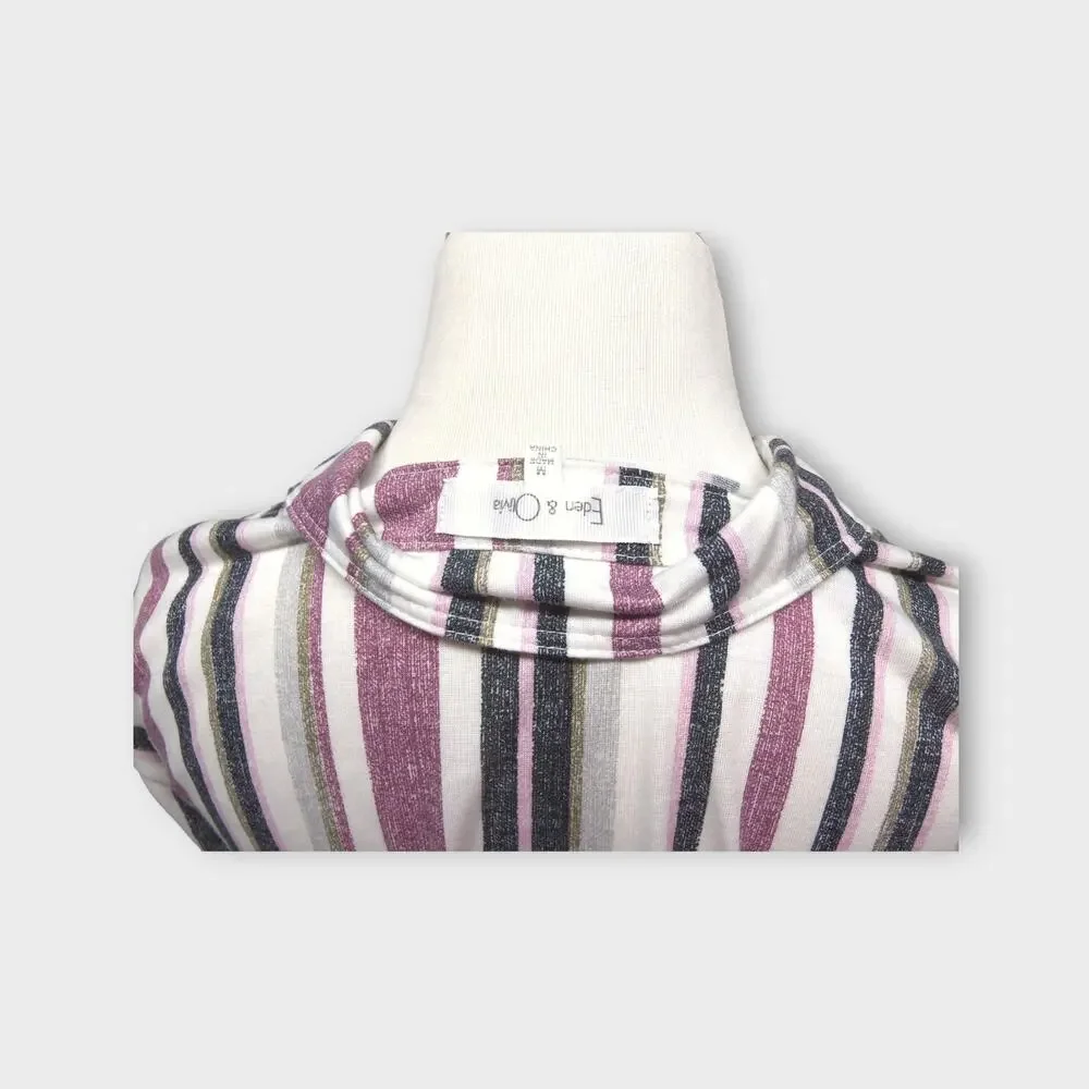 Women's Eden & Olivia Striped Button Up Blouse Size Medium - Picture 7 of 9